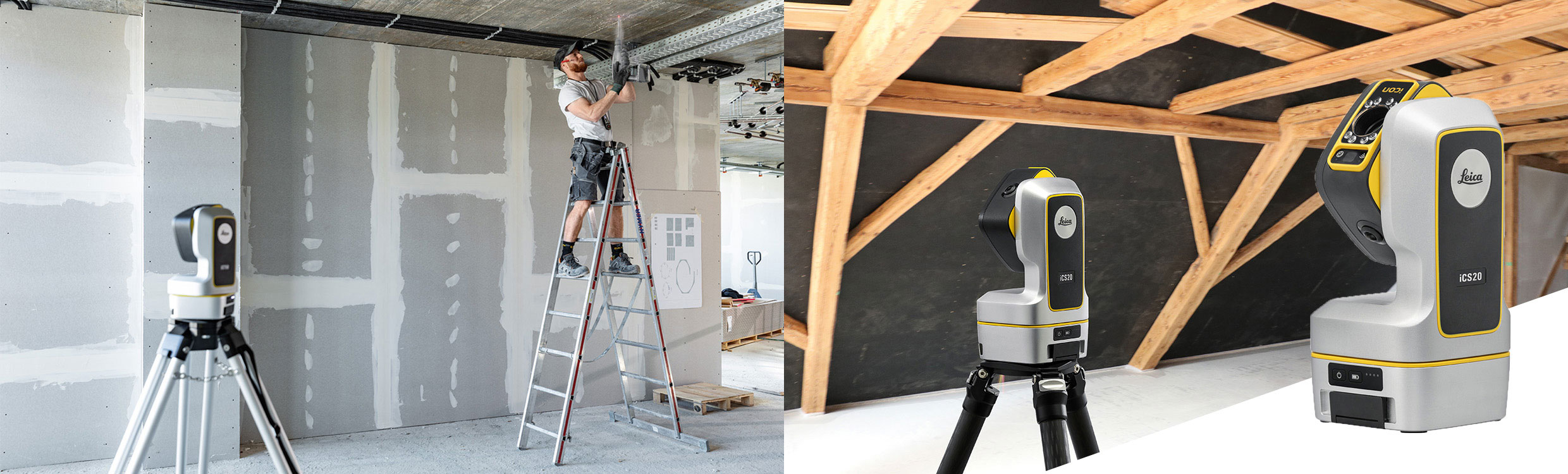 Leica iCON iCS20 motorised construction tool with visual measurement technology.